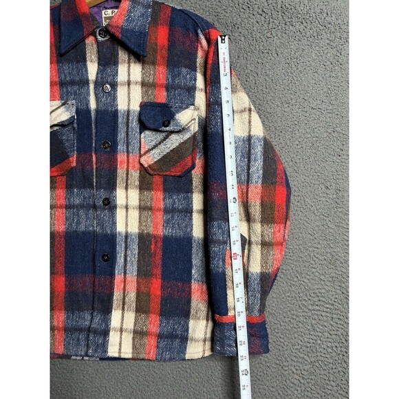 Vintage CPO Heavy Flannel Shirt Mens Medium Plaid Button Montgomery Ward 70s 80s - Picture 14 of 14